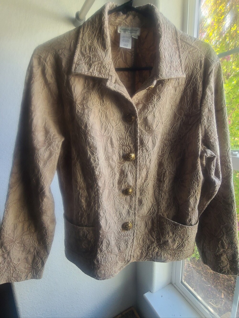 Coldwater Creek Taupe Textured Button-Front Jacket